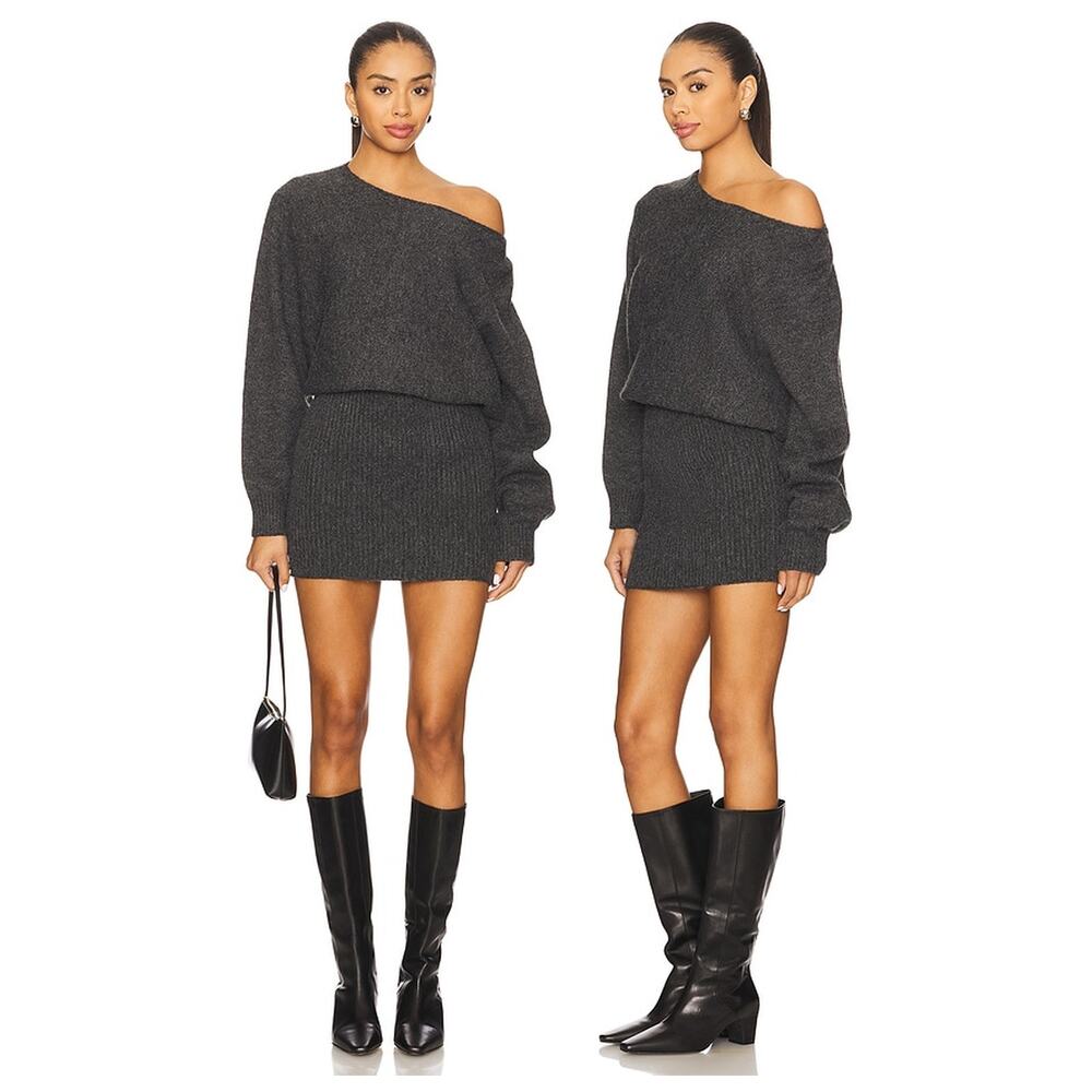 Line and Dot Shore Sweater Mini Dress Knit Dolman Party Cozy Fall Winter XS